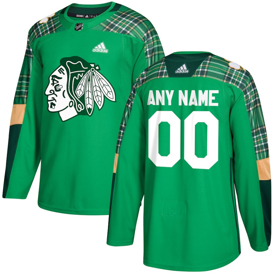 NHL Men adidas Chicago Blackhawks green Authentic Customized Jersey